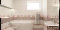 Дизайн интерьера. Ванная комната, ракурс №2. 3-D визуализация.