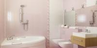 Дизайн интерьера 3-D визуализация. Ванная комнат, вид на ванну ракурс №1